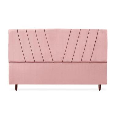 Imagem de Cabeceira Casal Bélgica King 195 cm Elegante Suede Rosa - Tifanny Deco