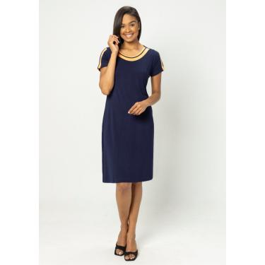 Imagem de Vestido Pau a Pique Básico Azul Marinho e Papaia