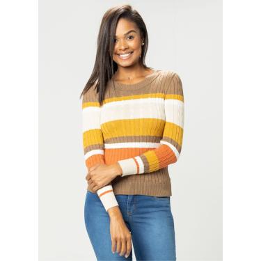Imagem de Blusa Manga Longa Modal Pau a Pique Listrada Caramelo
