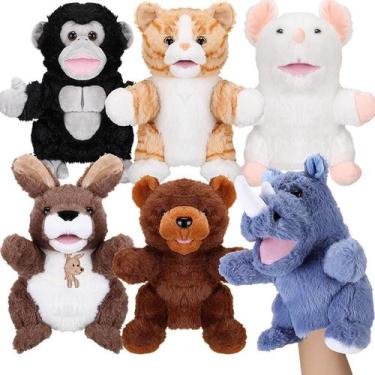 Imagem de Marionetes de mão Liliful Animal 6 peças para crianças de 25 cm
