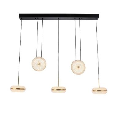 Imagem de PENDENTE DENDÊ PRETO/DOURADO E TRANSPARENTE (C)95CM (L)15CM (A)15CM 5X13W 3000K 5200LM