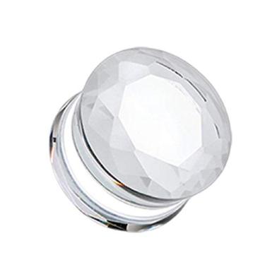 Imagem de Covet Jewelry Brincos de pino de vidro pirex facetado com alargador duplo alargado, Vidro, pedra preciosa