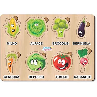 Imagem de Brinquedo Educativo Jogo Quebra Cabeça Infantil Em Madeira Vegetais - Mega Impress