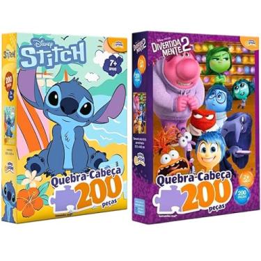 Imagem de Kit 2 Quebra Cabeças 200 Peças Stitch + Divertidamente