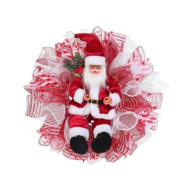 Imagem de oshhni Guirlanda de Natal Decoração de porta de Natal Guirlanda de porta da frente Decoração de Natal com Papai Noel para inauguração de casa Fazenda, Vermelho