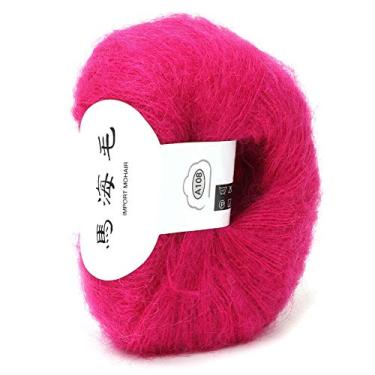 Imagem de Aramox Fio Macio Angola Mohair tricô lã 12 Cores Conjunto Lavável à Mão Anti Pilling para Cachecóis Xales Suéteres Chapéus Com 30% 20% 50% Fibra (14 rosa vermelha)