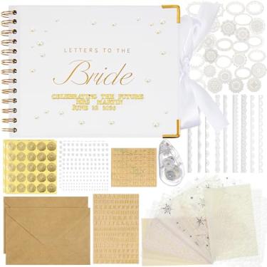 Imagem de Humyoun Livro de convidados de casamento de 21 x 18 cm, letras para a noiva, livro de recortes, livro de memórias de casamento, faça você mesmo, papel em branco, álbum de fotos, placa de convidada com