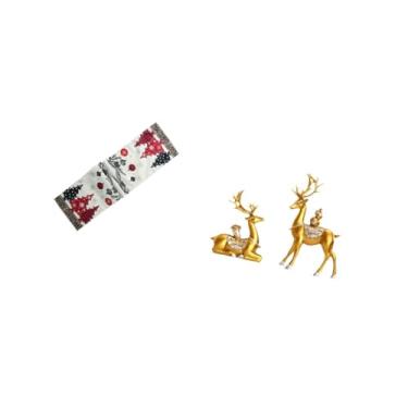Imagem de Fenteer Caminho de Mesa de Natal Sazonal de Inverno com Esculturas de Renas, Estatuetas Decorativas de Alce para Decoração de Mesa de Centro E Prateleira de F
