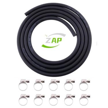Imagem de ZAP Performance Mangueira de linha de combustível ID NBR de 1/4 pol. (6 mm), 3 m com 10 braçadeiras de mangueira, mangueira de linha de combustível Push-on/Lock