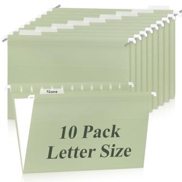Imagem de Pasta de arquivo suspensa verde tamanho carta pasta de documentos de plástico transparente pasta de arquivo para arquivos arquivamento de documentos (10, verde sálvia)