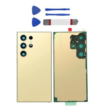 Imagem de Substituição de vidro traseiro traseiro para Galaxy S24 Ultra para Samsung Galaxy S24 Ultra, Galaxy S24 Ultra 5G Substituição de vidro traseiro com lente de câmera pré-instalada e adesivo + kits de