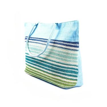 Imagem de Bolsa de Praia Feminina Grande e Estilosa e Perfeita para o Verão,bolsa de palha feminina(WG.10-Azul Claro)