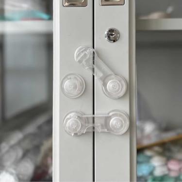 Imagem de 4 peças de trava de segurança ABS anti-beliscões para armário gaveta porta de armário trava de parafuso morto acessórios de proteção de segurança 9,5 * 3,5 cm