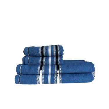 Imagem de Toalha Banhão, Kit 3 Toalha de Algodão Premium 2 Banho E 1 Rosto Toque Suave Alta Absorção E Durabilidade(Jogo 2 Banho/1 Rosto Marinho)