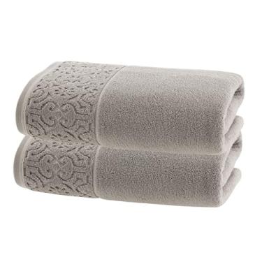 Imagem de Jogo de Toalhas Banhão 2 Peças Super Soft Arabesco Zero Twist – 80x150cm, 500g/m², Alta Absorção e Toque Macio – Altihaus (Cinza)