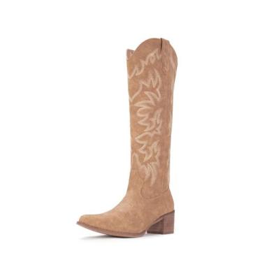 Imagem de Botas de cowboy IUV Knee High Western Cowgirl, mulheres, salto grosso