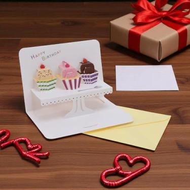 Imagem de 1 peça de papel com design de cupcake, cartão comemorativo, cores sortidas, 15 x 15 x 1 cm