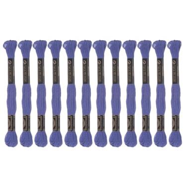 Imagem de Generic 12 novelos de fio de bordado 8,75 m (8 m) fio de ponto cruz de algodão egípcio de grampo longo para costura faça você mesmo pulseira fio e artesanato, azul médio roxo (6032)