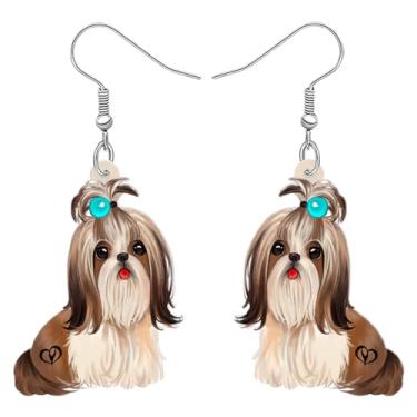 Imagem de Brincos de Acrílico Adorável Shih Tzu Pingente Filhote de Cachorro Joias para Mulheres Amantes de Cachorros Acessórios Presentes Berloques, Medium, Acrílico, Sem pedra preciosa