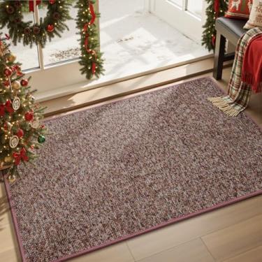 Imagem de MontVoo Tapete de porta de entrada interna, tapete de porta frontal antiderrapante de borracha durável absorvente para entrada interna, tapete de boas-vindas, vermelho 81 x 121 cm