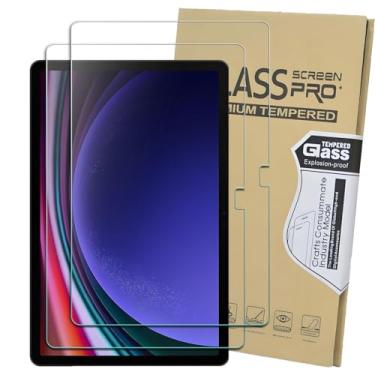 Imagem de Pacote com 2 protetores de tela para Samsung Galaxy Tab S9 FE 5G 27.7 cm/Galaxy Tab S9 11 polegadas, protetor de tela de vidro temperado, antiarranhões, sem bolhas, transparente HD, compatível com S