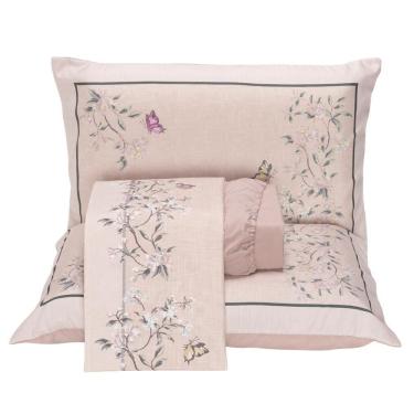 Imagem de Jogo De Lençol King Micropercal 300 Fios Toque De Algodão 4 Peças - Ramo Malva