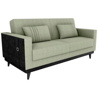 Imagem de Sofa Cama 2 Lugares 203 Cm Boucle material sintético Preto Milani Stor