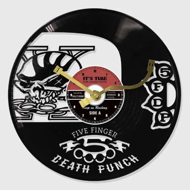 Imagem de Relógio de parede Five Finger Death Punch com design de disco de vinil retrô