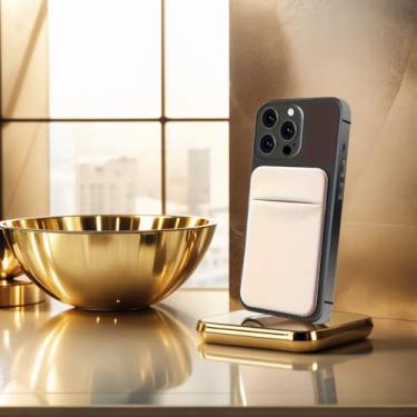 Imagem de Porta-cartões adesivos para celular na parte de trás da carteira de celular, bolso para cartão de crédito, capa para identidade, bolsa, manga adesiva, adesivo autoadesivo para smartphone (branco)