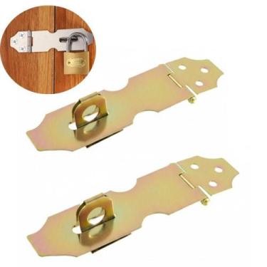 Imagem de Kit 2 Dobradiça Porta Cadeado Fecho Trinco Bicromatizado De Ferro 12,5