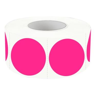 Imagem de Etiquetas redondas com código de cores de 2,5 cm, fluorescência rosa adesivos de venda de garagem etiquetas de preço etiqueta em branco para quintal venda círculo dot adesivos graváveis não borrados