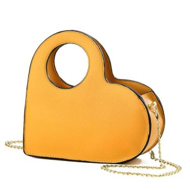 Imagem de KURGOOL Bolsa de mão e bolsa de mão, bolsa transversal pequena com corrente dourada, presentes de aniversário para mulheres, mãe, irmã, Amarelo