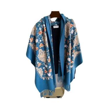 Imagem de Cachecol Feminino De Cashmere Quente Moda Inverno Bordado Pashmina Xal