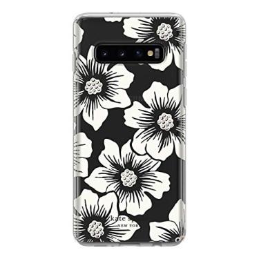 Imagem de kate spade new york Capa de telefone | para Samsung Galaxy S10 | Capas de telefone rígidas de cristal transparente com design fino e proteção contra quedas - Hollyhock floral transparente/creme com
