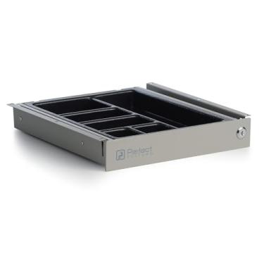 Imagem de Perfect POSTURE Gaveta de armazenamento máxima sob a mesa – Gaveta de mesa grande com trava para mesas regulares e de pé, cinza (31,2 cm x 32,5 cm)