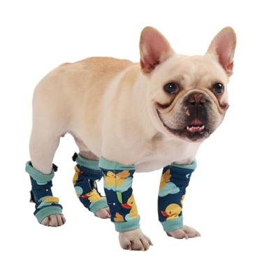 Imagem de PetWarm Conjunto de 4 peças de manga de recuperação para cães, manga antilambida para cães, cone de vergonha para cães, envoltórios de suporte de algodão macio, adequado para pernas traseiras, ajuste