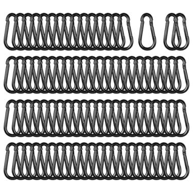 Imagem de High-PQ Mosquetão preto, gancho de pressão de mola de aço galvanizado resistente, capacidade de 99,8 kg (M5 5 polegadas), pacote a granel para balanço de rede, melhoria da casa (50 peças)