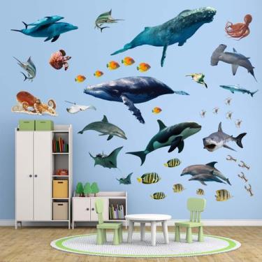Imagem de Adesivos de parede PinkEleph Ocean Animals, decoração de viveiro de pe