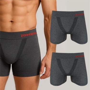 Imagem de Kit 2 cuecas boxer adulto microfibra sem costura mescla escuro - ZOMBR