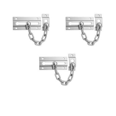 Imagem de 3 Fecho Trinco Segurança Pega Ladrão Com Corrente Para Porta