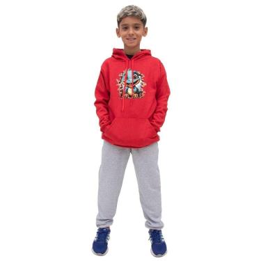 Imagem de Conjunto Moletom Canguru Infantil Menino Estampa Dinossauro Com Calça Lisa Basica Dia a Dia