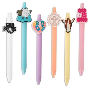 Imagem de Crahalen Canetas cristãs, presentes para cristãos, materiais de estudo da Bíblia, presentes religiosos, suprimentos para igreja, canetas de tinta preta, presente bíblico para homens, meias de Natal