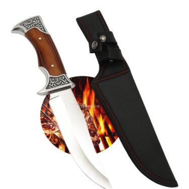 Imagem de Faca Aço Inoxidável Full Tang Cabo de Madeira 30cm com Capinha G56 - T