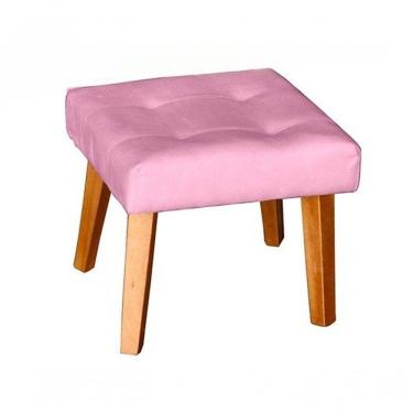 Imagem de Puff Banqueta Decorativa Glamour Dubai Com Pés Quadrado Rosê