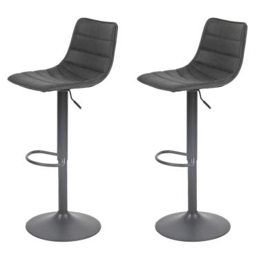 Imagem de Kit 2 Banquetas Giratória Barbacena Rivatti Revestimento Em Poliuretano (Pu) Preto Base Disco