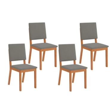 Imagem de Kit 4 Cadeiras Sala Jantar Talia 4 Un Cedro Suede Lunar