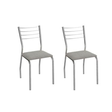 Imagem de Cadeira Sala De Jantar Malta 2c140cr Aço Kit 2 Un Cromado/boucle Cinza - Kappesberg
