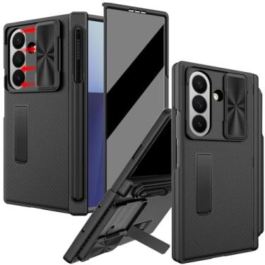 Imagem de YQODSZ Capa para Samsung Galaxy Z Fold 7 com suporte para caneta S, [capa de câmera deslizante] [protetor de tela de privacidade] capa de dobradiça resistente contra quedas com suporte de cobertura