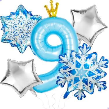 Imagem de Frozen 9th Birthday Party Decorations Balloon, 40" Elsa 9 Balloon with Crown SnowFlake Foil Mylar Balloons for Princess Anna Elsa Frozen Theme Birthday Supplies, Birthday Decorations, Party Favors