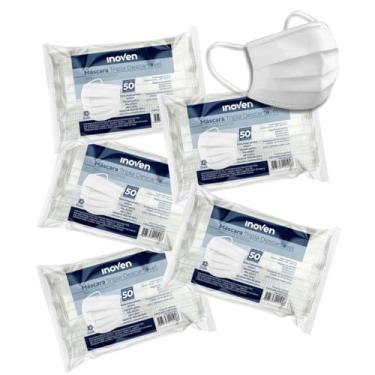 Imagem de Máscara Descartável Facial Tripla Camada de Proteção Filtro Branca - 250 Unidades (5 pacotes com 50 unidades)